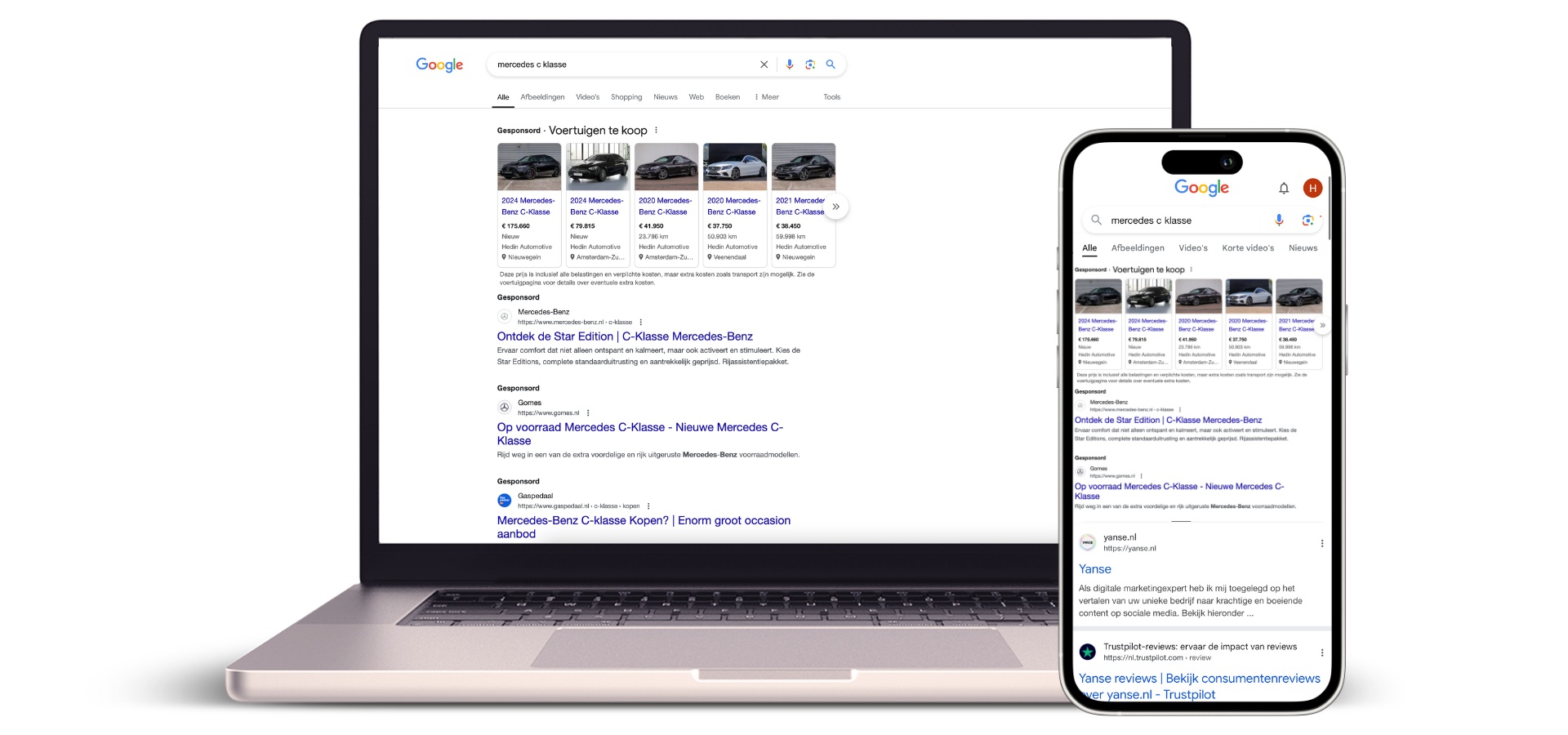Google Vehicle Ads voorbeeld